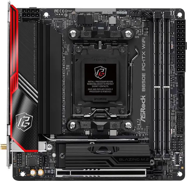Alt view image 2 of 7 - ASRock B650E PG-ITX WIFI AM5 Mini-ITX Motherboard, 2 slots DDR5, PCIE 5.0 x16, Dual M.2 slots, HDMI 2.1port 2.5Gb, WIFI 6E, 7.1 Nahimic Audio , USB3 Type-c, 10+2+1 Power Phase