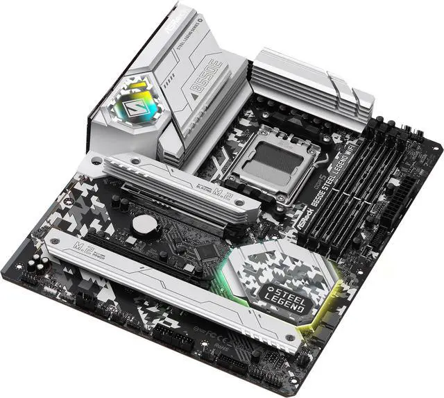 Alt view image 6 of 9 - ASRock B650E STEEL LEGEND WIFI AM5 ATX Motherboard, 4 slots DDR5, PCIE 5.0 x16, Dual M.2 slots, 2.5Gb Lan,WI-FI 6E, 7.1 Nahimic Audio , Front USB3.2 Gen2X2 Type_C , 16+12+1 Power Phase