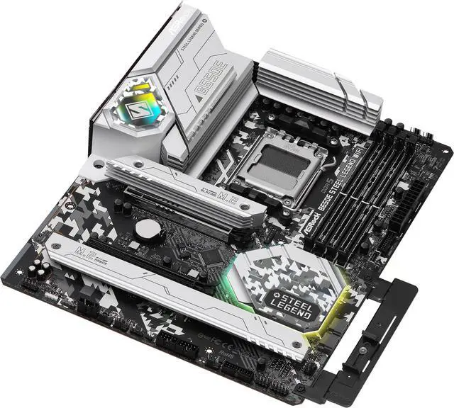 Alt view image 7 of 9 - ASRock B650E STEEL LEGEND WIFI AM5 ATX Motherboard, 4 slots DDR5, PCIE 5.0 x16, Dual M.2 slots, 2.5Gb Lan,WI-FI 6E, 7.1 Nahimic Audio , Front USB3.2 Gen2X2 Type_C , 16+12+1 Power Phase