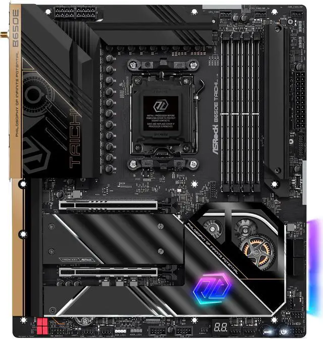 Alt view image 2 of 7 - ASRock B650E TAICHI AM5 EATX Motherboard, 4 slots DDR5, PCIE 5.0 x16,  3 M.2 slots,  2.5Gb Lan,WIFI 6E,  HDMI 2.1 port, 5.1 audio ALC4082, 2 USB4 Thunderbolt Type-C  24+2+1 Power Phase, 8 layer PCB