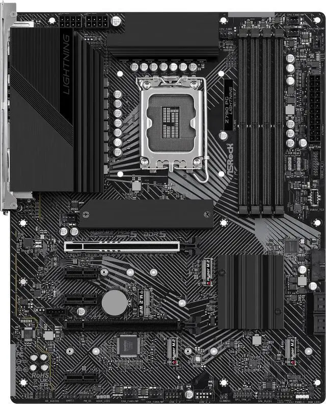 Alt view image 6 of 8 - ASRock Z790 PG Lightning Intel LGA1700 (14th,13th,12th Gen) ATX Motherboard, 4 slots DDR5, PCIE 5.0 x16,  Quad Hyper M.2 slots, 2.5Gb Lan, 7.1 Nahimic Audio, Front USB3.2 Gen2X2 Type_C, 14+1+1 Power Phase