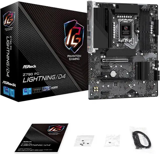 Alt view image 8 of 8 - ASRock Z790 PG LIGHTNING/D4 Intel LGA1700 (14th,13th,12th Gen) ATX Mainboard, 4 slots DDR4, PCIE 5.0 x16, Quad M.2 slots 7.1 Nahimic Audio, USB3.2 Gen2 Type-c, 14+1+1 Power Phase