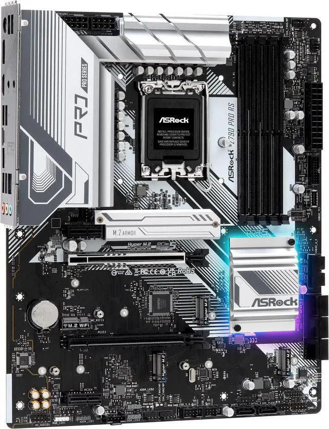 Alt view image 6 of 8 - ASRock Z790 PRO RS Intel LGA1700 (14th,13th,12th Gen) ATX Mainboard, 4 slots DDR5, PCIE 5.0 x16, Quad Hyper M.2 slots, 2.5Gb Lan, 7.1 Nahimic Audio, Front USB3.2 Gen2X2 Type_C, 14+1+1 Power Phase, 2oz Copper PCB