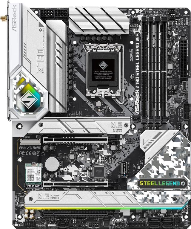 ASRock Z790 STEEL LEGEND WIFI Intel LGA1700 (14th,13th,12th Gen) ATX  Motherboard, 4 slots DDR5, PCIE 5.0 x16, 5 Hyper M.2 slots, 2.5Gb Lan,  WI-FI 6E, 