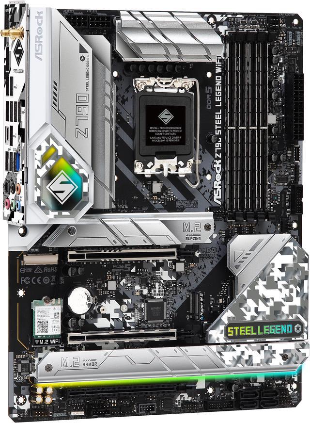 Alt view image 6 of 9 - ASRock Z790 STEEL LEGEND WIFI Intel LGA1700 (14th,13th,12th Gen) ATX Motherboard, 4 slots DDR5, PCIE 5.0 x16, 5 Hyper M.2 slots, 2.5Gb Lan, WI-FI 6E, 7.1 Nahimic Audio, Front USB3.2 Gen2X2 Type_C