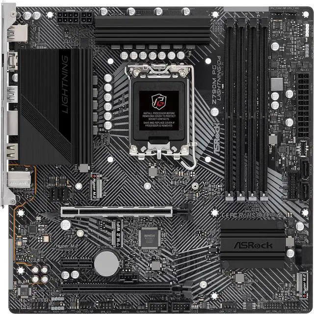 Alt view image 6 of 6 - ASRock Z790M PG LIGHTNING/D4 Intel LGA1700 (14th,13th,12th Gen) Micro-ATX Mainboard, 4 slots DDR4, PCIE 4.0 x16, HDMI 2.1port, Intel 1Gb LAN, Dual M.2 slots, 7.1 Nahimic Audio, USB3.2 Gen2 Type-C, 10+1+1 Power Phase