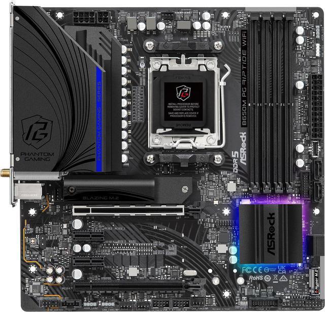 Alt view image 2 of 7 - ASRock B650M PG RIPTIDE WIFI AM5 Micro-ATX Motherboard, 4 slots DDR5, 2x PCIe 4.0 x16 Slot,  Dual M.2 slots, 2.5Gb Lan, WI-FI AX,  7.1 Nahimic Audio ,  Rear  USB3.2 Gen2X2 Type_C ,  12+2+1 Power Phase