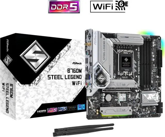 Alt view image 2 of 4 - ASRock B760M Steel Legend WiFi LGA 1700 DDR5 Micro ATX Motherboard