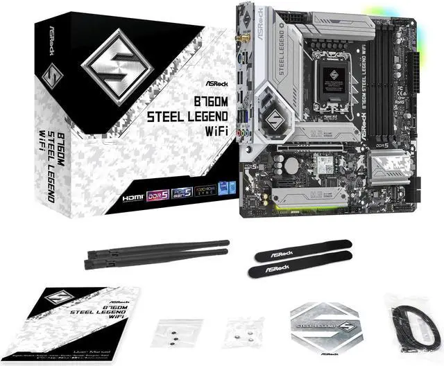 Alt view image 4 of 4 - ASRock B760M Steel Legend WiFi LGA 1700 DDR5 Micro ATX Motherboard
