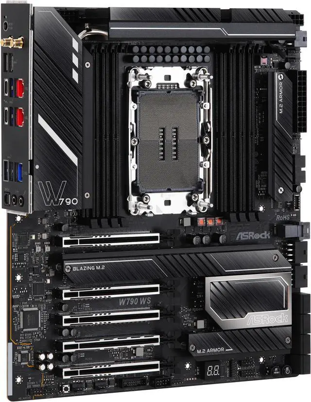 Alt view image 5 of 7 - ASRock W790 WS Intel® W790 (LGA 4677) CEB workstation Extended ATX Motherboard 4 PCIe 5.0 x16, Dual Marvell AQUANTIA® 10 GbE and Intel® i225LM 2.5 GbE LAN, 2 USB4 Thunderbolt™ 4 Type-C