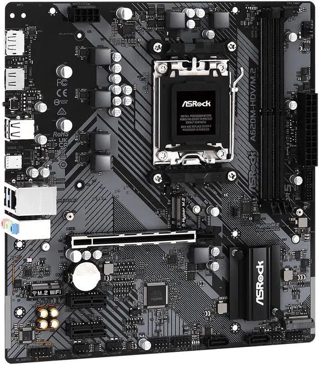 Alt view image 3 of 6 - ASRock A620M-HDV/M.2 AM5 Micro ATX Motherboard, supports up to 65W AM5 Ryzen™ 7000 Series Processors