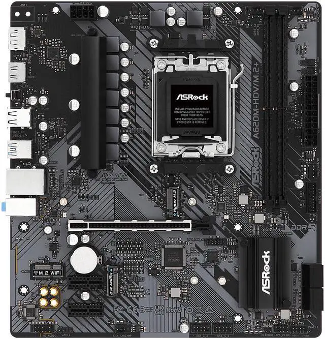 Alt view image 2 of 6 - ASRock A620M-HDV/M.2+ AM5 Micro ATX Motherboard, HDMI, DisplayPort, supports up to 120W AM5 Ryzen™ 7000 Series Processors