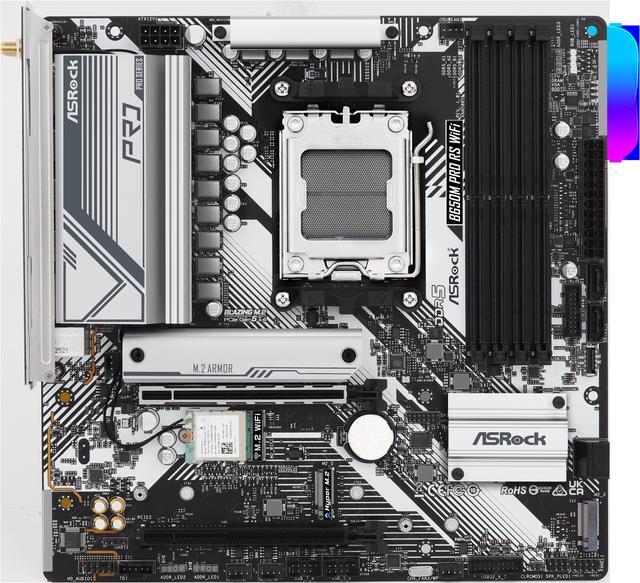 Alt view image 3 of 6 - ASRock B650M Pro RS WiFi AM5 AMD B650 Micro ATX Motherboard