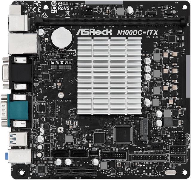 ASRock N100DC-ITX - Intel Quad-Core Processor N100 (Up to 3.4 GHz) DDR4- 2  SATA3, Supports Intel Turbo Boost Technology Mini ITX (280) Motherboards -  