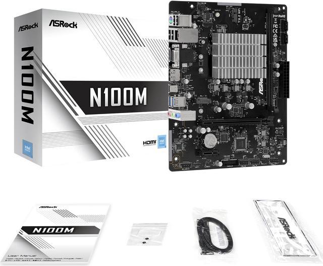 ASRock N100M Micro ATX (280) Motherboards - Intel, 1 DDR4 DIMM, 2