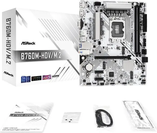 Alt view image 6 of 6 - ASRock B760M-HDV/M.2 LGA1700 Micro ATX (280) Intel B760 SATA 6Gb/s DDR5 1 PCIe 4.0 x16 Motherboards - Intel
