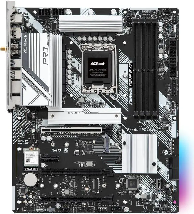 Alt view image 2 of 6 - ASRock B760 Pro RS WiFi LGA 1700 Intel B760 ATX DDR5 4 SATA3, Motherboard