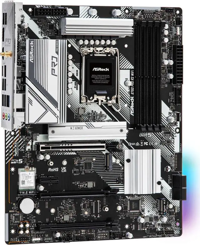Alt view image 5 of 6 - ASRock B760 Pro RS WiFi LGA 1700 Intel B760 ATX DDR5 4 SATA3, Motherboard