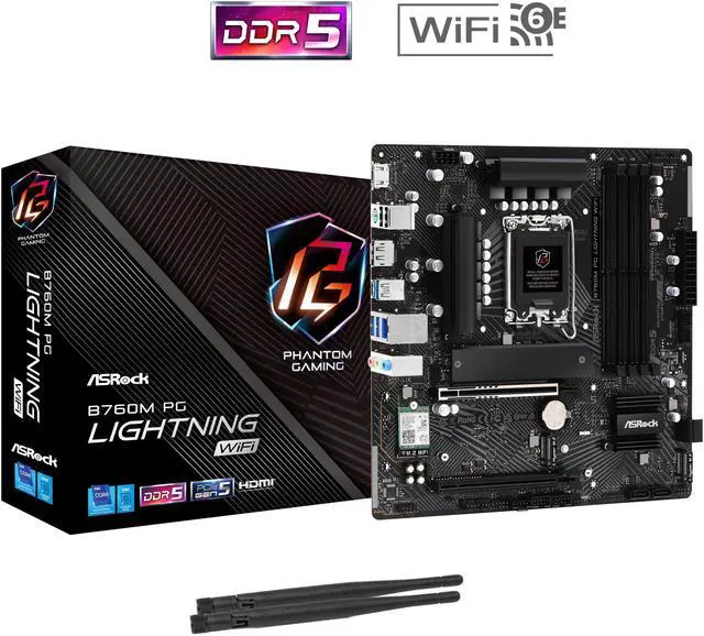 Main image of ASRock B760M PG Lightning WiFi LGA 1700 Intel B760 Micro ATX Motherboard
