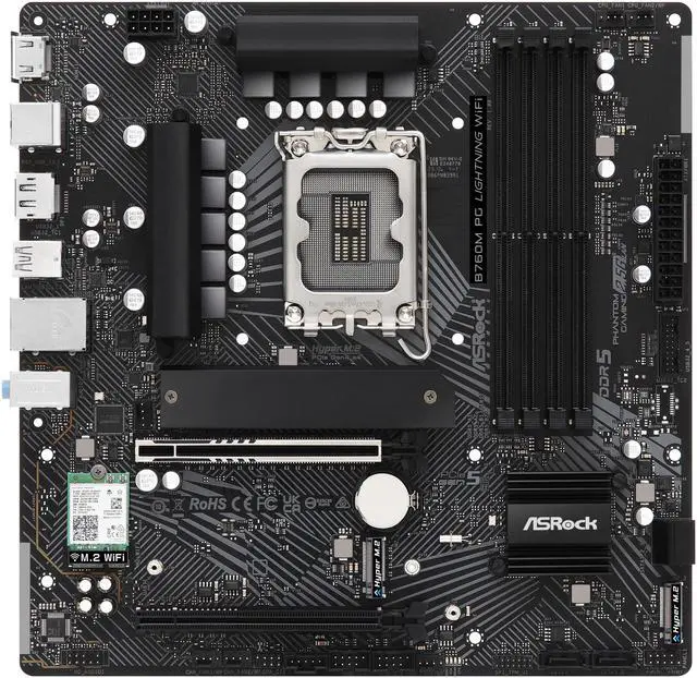 Alt view image 2 of 8 - ASRock B760M PG Lightning WiFi LGA 1700 Intel B760 Micro ATX Motherboard