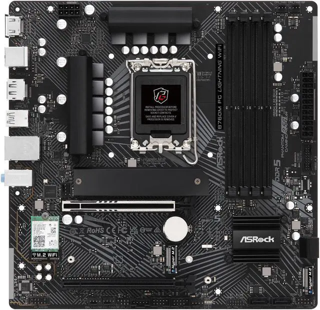 Alt view image 3 of 8 - ASRock B760M PG Lightning WiFi LGA 1700 Intel B760 Micro ATX Motherboard