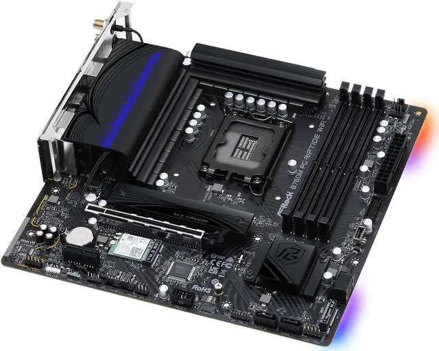 Alt view image 3 of 8 - ASRock B760M PG Riptide WiFi LGA 1700 Intel B760 Micro ATX Motherboard