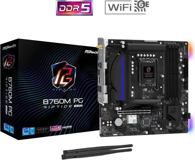 Alt view image 8 of 8 - ASRock B760M PG Riptide WiFi LGA 1700 Intel B760 Micro ATX Motherboard