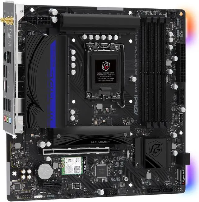 Alt view image 2 of 8 - ASRock B760M PG Riptide WiFi LGA 1700 Intel B760 Micro ATX Motherboard