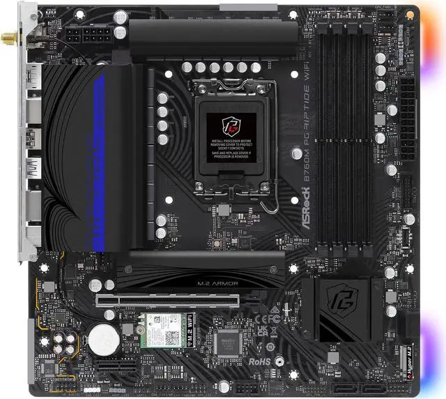 Alt view image 4 of 8 - ASRock B760M PG Riptide WiFi LGA 1700 Intel B760 Micro ATX Motherboard