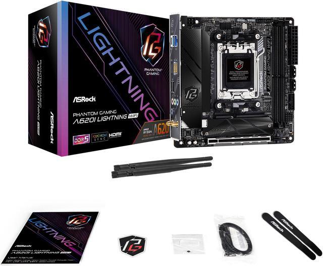 Alt view image 5 of 5 - ASRock A620I LIGHTNING WIFI AM5 Ryzen7000 AMD A620 SATA 6Gb/s Mini-ITX  Dual Channel DDR5 - 2.5G LAN, 802.11ax Wi-Fi 6E Module PCIe 4.0 x16 Slot Motherboards - AMD