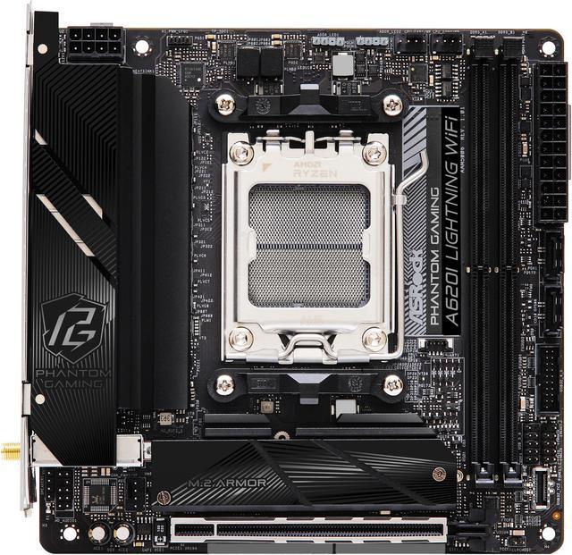 Alt view image 2 of 5 - ASRock A620I LIGHTNING WIFI AM5 Ryzen7000 AMD A620 SATA 6Gb/s Mini-ITX  Dual Channel DDR5 - 2.5G LAN, 802.11ax Wi-Fi 6E Module PCIe 4.0 x16 Slot Motherboards - AMD