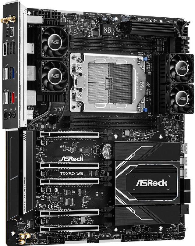 Alt view image 3 of 6 - ASRock TRX50 WS sTR5 AMD TRX50 EATX Form Factor: 12.0-in x 10.9-in, 30.5 cm x 27.7cm - 12 Layer PCB - 2oz Copper PCB (22) Motherboards - AMD