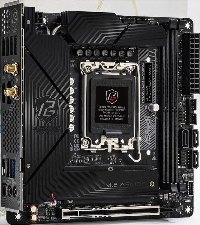 Alt view image 7 of 8 - Asrock Z790I Lightning Wifi LGA 1700 DDR5 Mini ITX Motherboard PCIe 5.0 x16, 2.5G LAN , Wi-Fi 6E + Bluetooth, 3 x SATA3 6.0 Gb/s