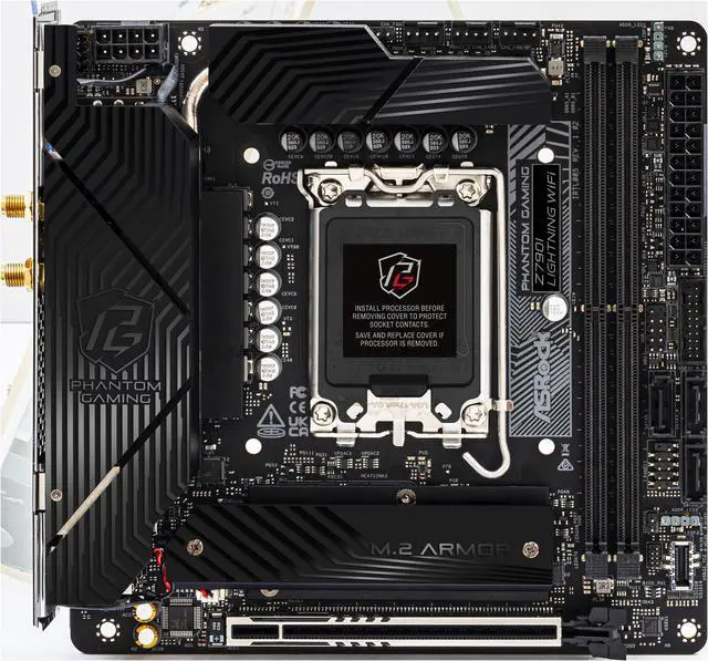 Alt view image 4 of 8 - Asrock Z790I Lightning Wifi LGA 1700 DDR5 Mini ITX Motherboard PCIe 5.0 x16, 2.5G LAN , Wi-Fi 6E + Bluetooth, 3 x SATA3 6.0 Gb/s