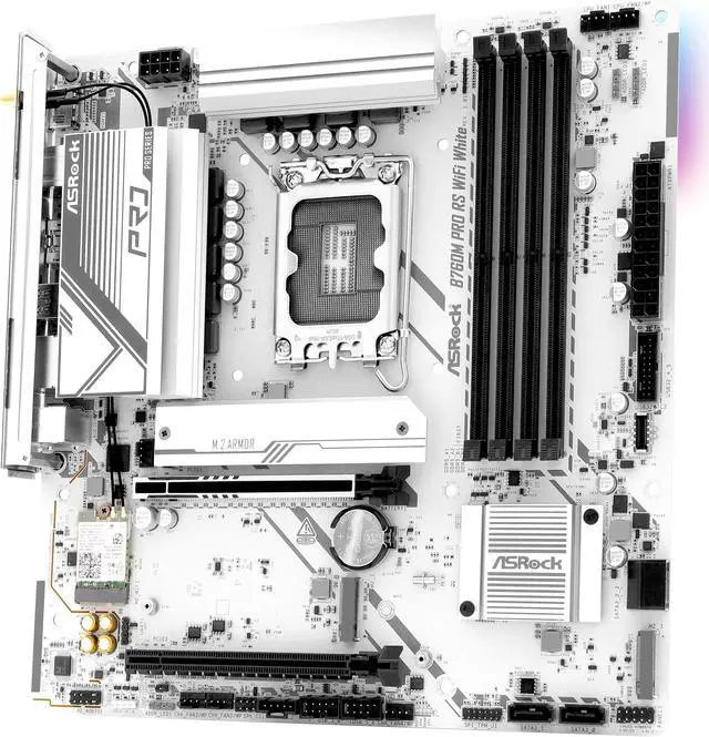 Alt view image 4 of 8 - ASRock B760M Pro RS WiFi White LGA 1700 Intel B760 Micro ATX Motherboard