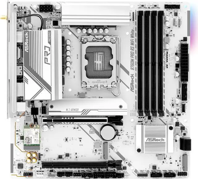 Alt view image 5 of 8 - ASRock B760M Pro RS WiFi White LGA 1700 Intel B760 Micro ATX Motherboard