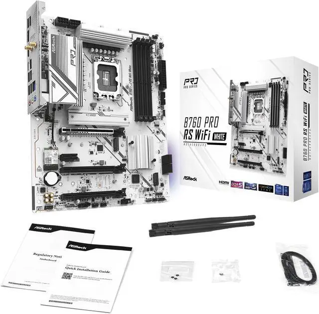 Alt view image 7 of 8 - ASRock B760M Pro RS WiFi White LGA 1700 Intel B760 Micro ATX Motherboard