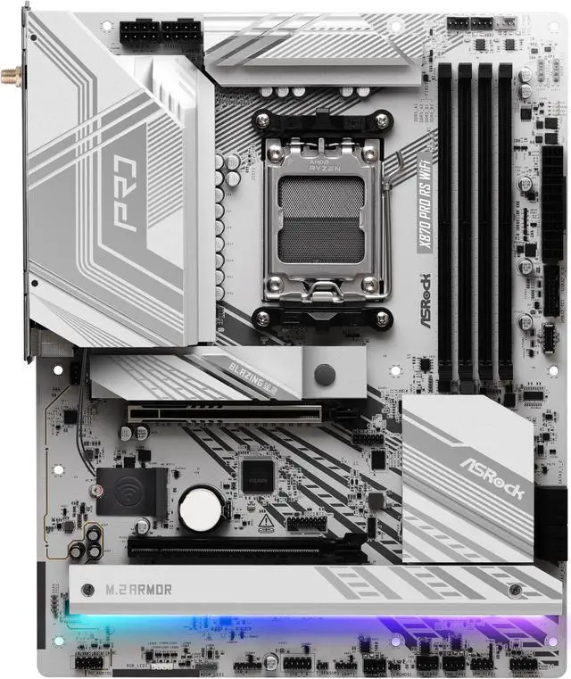 Alt view image 3 of 7 - ASRock X870 PRO RS WiFi AM5 AMD X870 ATX Motherboard