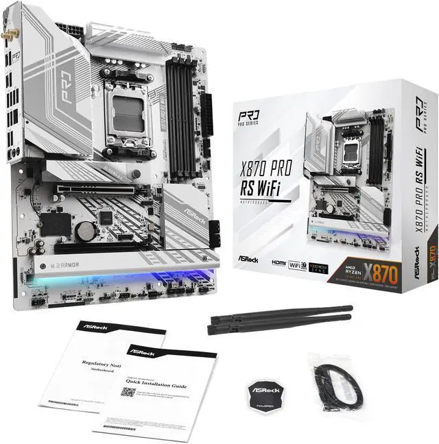 Alt view image 7 of 7 - ASRock X870 PRO RS WiFi AM5 AMD X870 ATX Motherboard
