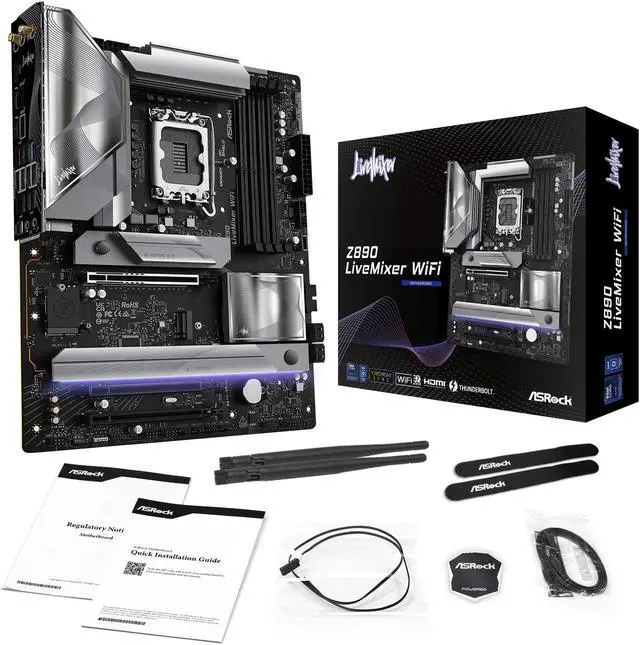 Alt view image 4 of 6 - ASRock Z890 LiveMixer WiFi LGA 1851 Intel Z890 ATX Motherboard