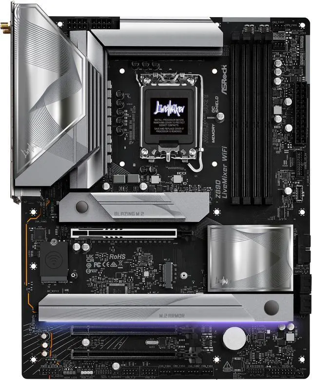 Alt view image 2 of 6 - ASRock Z890 LiveMixer WiFi LGA 1851 Intel Z890 ATX Motherboard