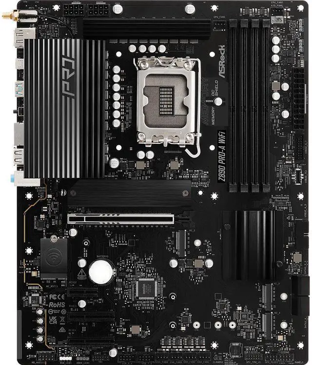 Alt view image 3 of 6 - ASRock Z890 Pro-A WiFi LGA 1851 Intel Z890 ATX Motherboard