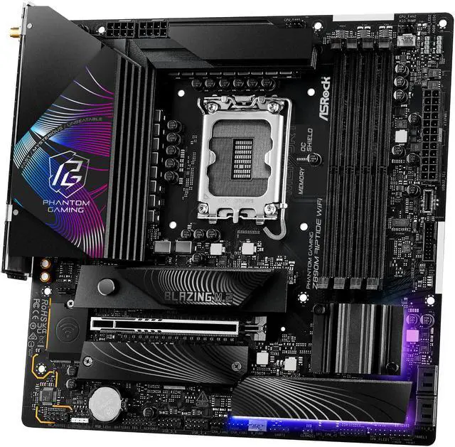 Alt view image 2 of 8 - ASRock Z890M Riptide WiFi LGA 1851 Intel Z890 Micro ATX Motherboard