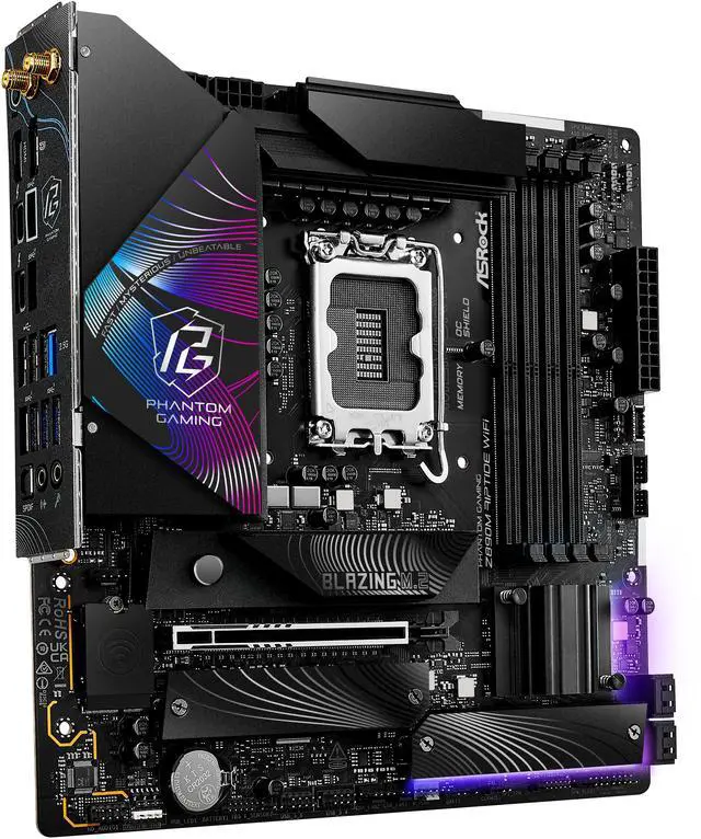 Alt view image 3 of 8 - ASRock Z890M Riptide WiFi LGA 1851 Intel Z890 Micro ATX Motherboard