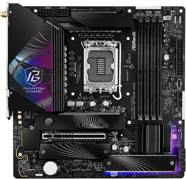 Alt view image 4 of 8 - ASRock Z890M Riptide WiFi LGA 1851 Intel Z890 Micro ATX Motherboard