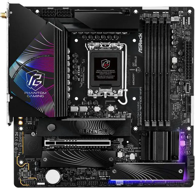 Alt view image 5 of 8 - ASRock Z890M Riptide WiFi LGA 1851 Intel Z890 Micro ATX Motherboard