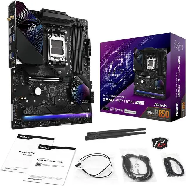 Alt view image 4 of 8 - ASRock B850 RIPTIDE WIFI AM5 AMD B850 ATX Motherboard