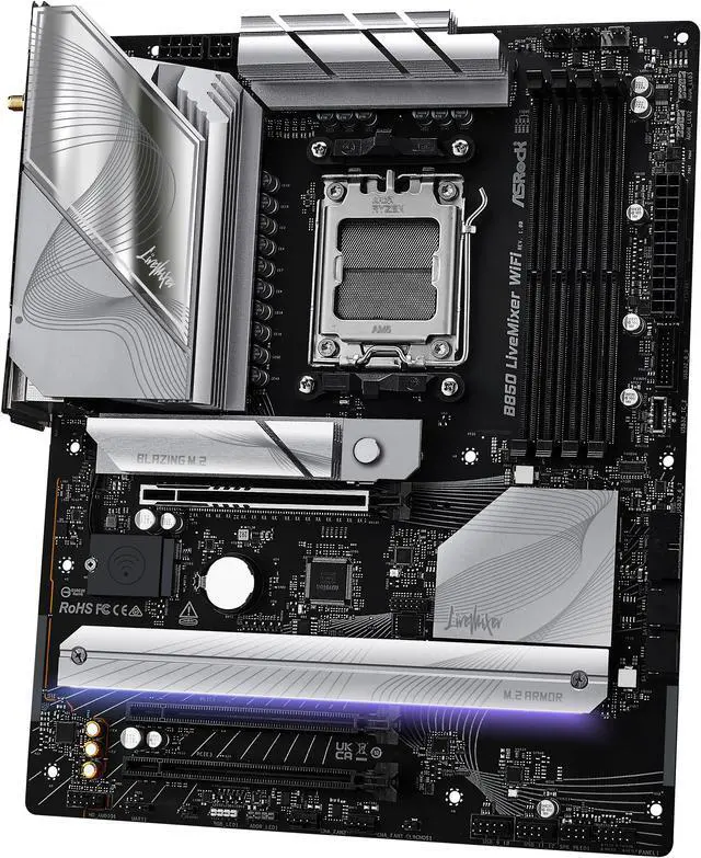 Alt view image 4 of 8 - ASRock B850 Live Mixer WiFi AM5 AMD B850 ATX Motherboard