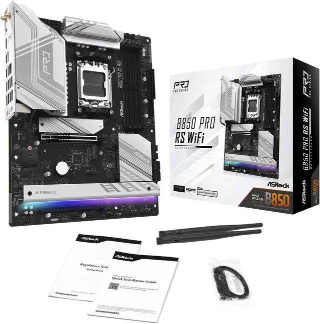 Alt view image 4 of 8 - ASRock B850 PRO RS WIFI AM5 AMD B850 ATX Motherboard