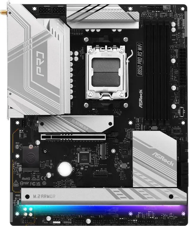 Alt view image 2 of 8 - ASRock B850 PRO RS WIFI AM5 AMD B850 ATX Motherboard